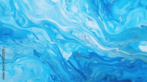 Abstract art blue paint background with liquid fluid grunge texture.