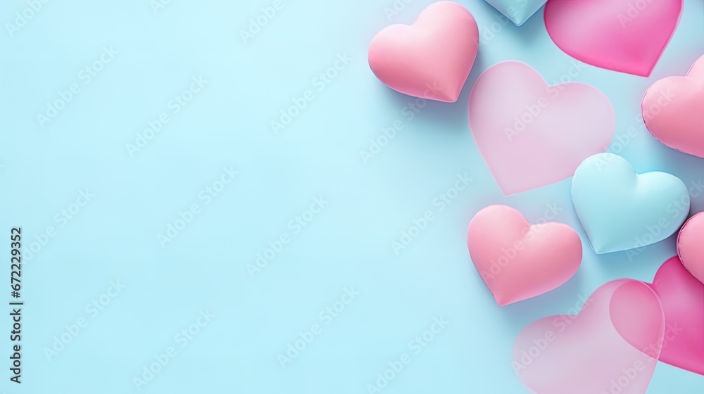 3D love on a blue background with copy space, AI generative 3D love on a blue background with copy space, AI generative