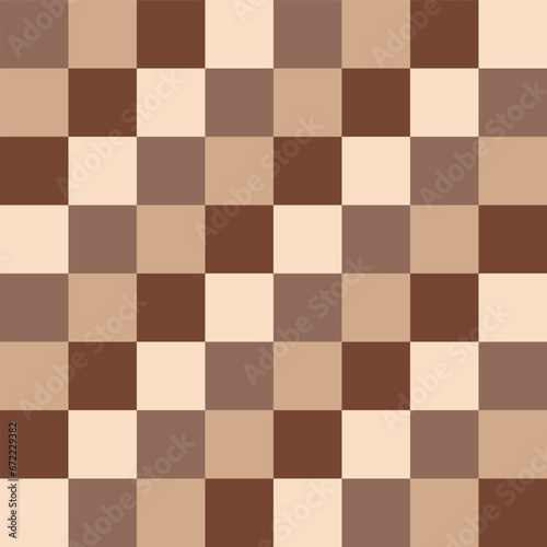 Earthy colours checkerboard groovy coffee aesthetics vector seamless pattern. Geometric abstract background.