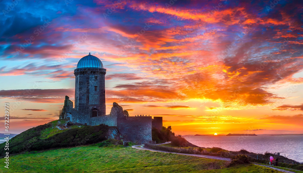 Blackrock Castle and observarory in Cork at sunset
