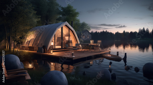 Modern glamping by the lake. © Santy Hong