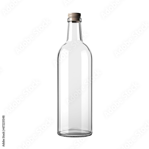Glass Empty white Bottle. Carbonated drink. Mock Up Template  , isolated on a transparent background. PNG, cutout, or clipping path.	