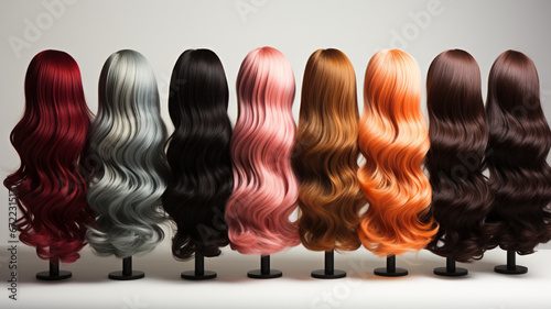 different hair curlers on white background, flat lay. professional hairdresser salon