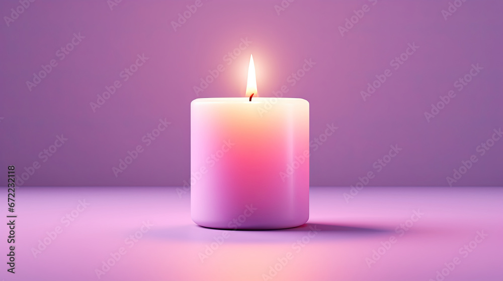 a lit candle on a table with a purple and pink background. generative ai a lit candle on a table with a purple and pink background. generative ai