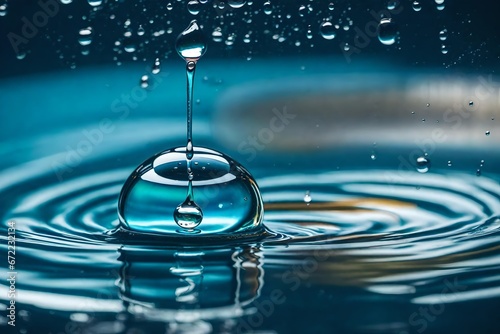 An enlargement of a droplet splattering into a transparent water pool.
