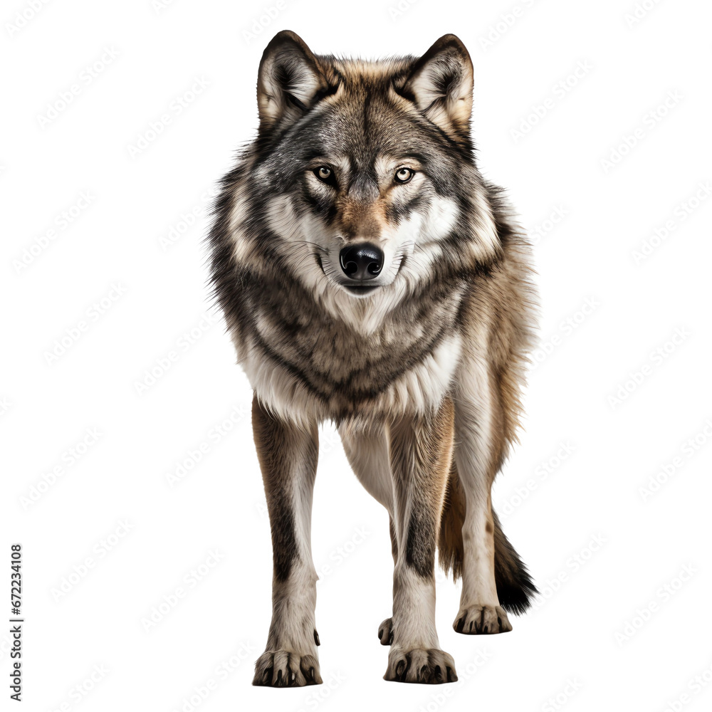 a wolf standing on a black background