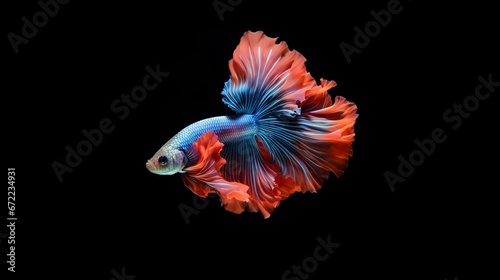 AI generated illustration of a vibrant Siamese Fighting Fish on a dark background