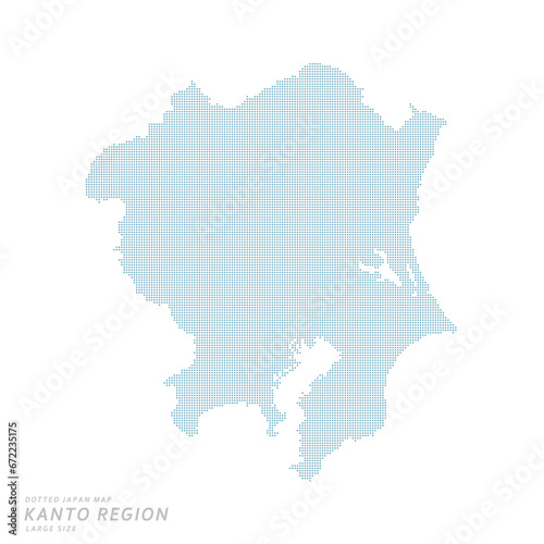 日本の関東地方を中心とした、青のドットマップ