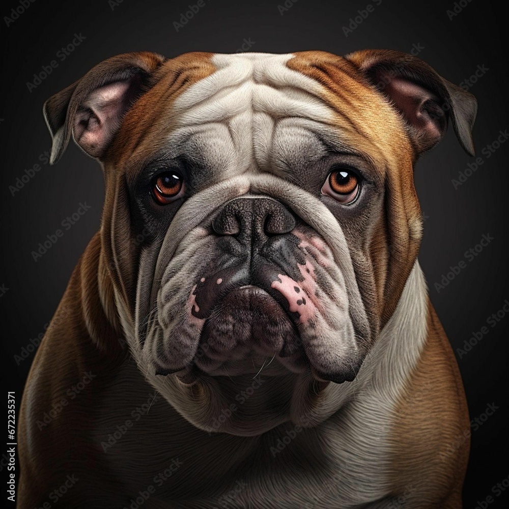AI generated illustration of a bulldog portrait AI generated illustration of a bulldog portrait