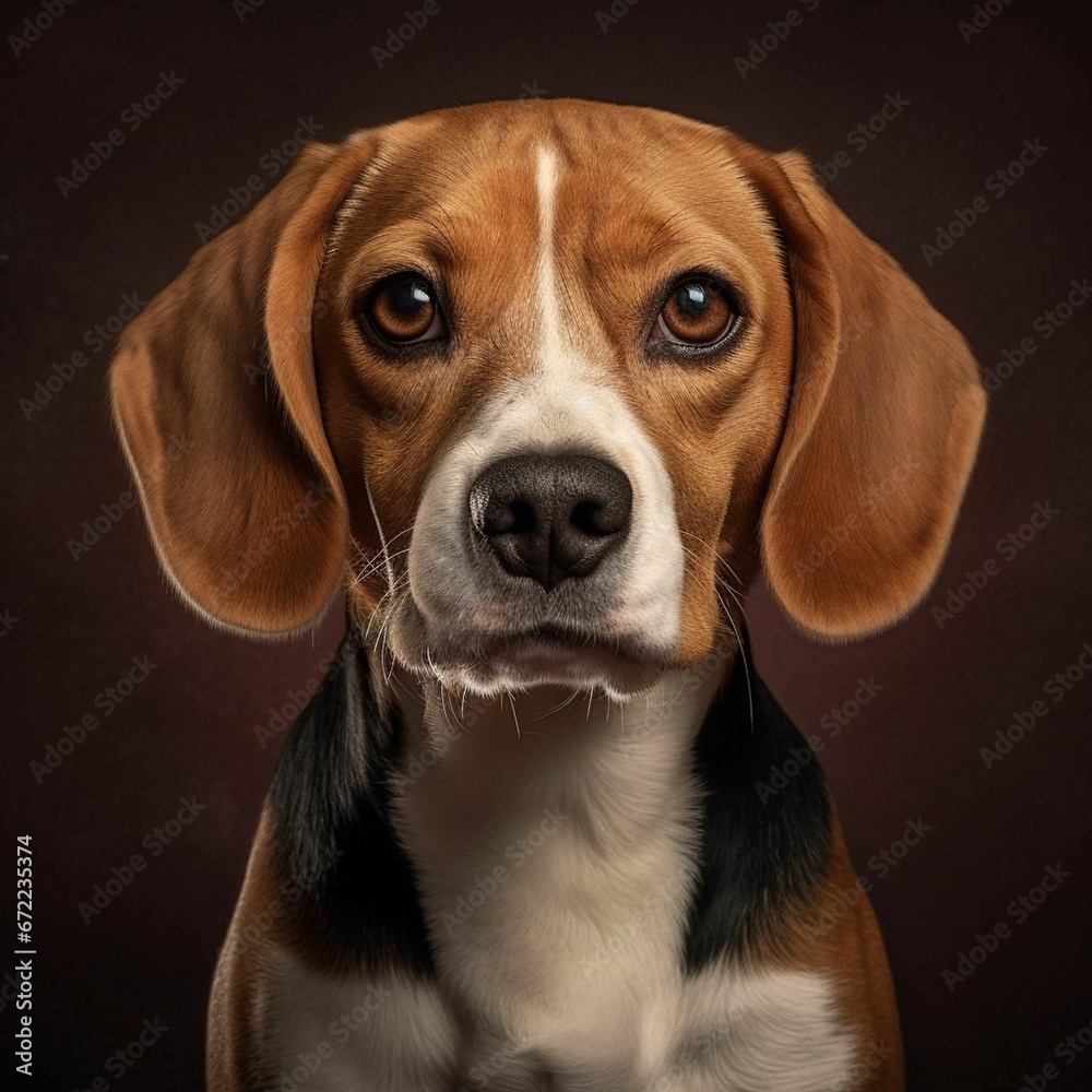 AI generated illustration of a beagle portrait
