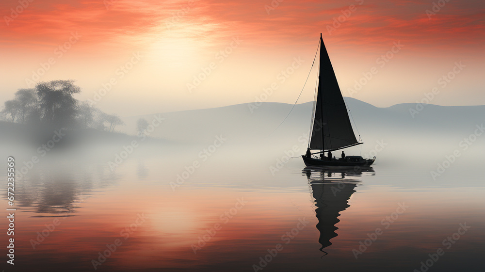 Fototapeta premium boat in the lake