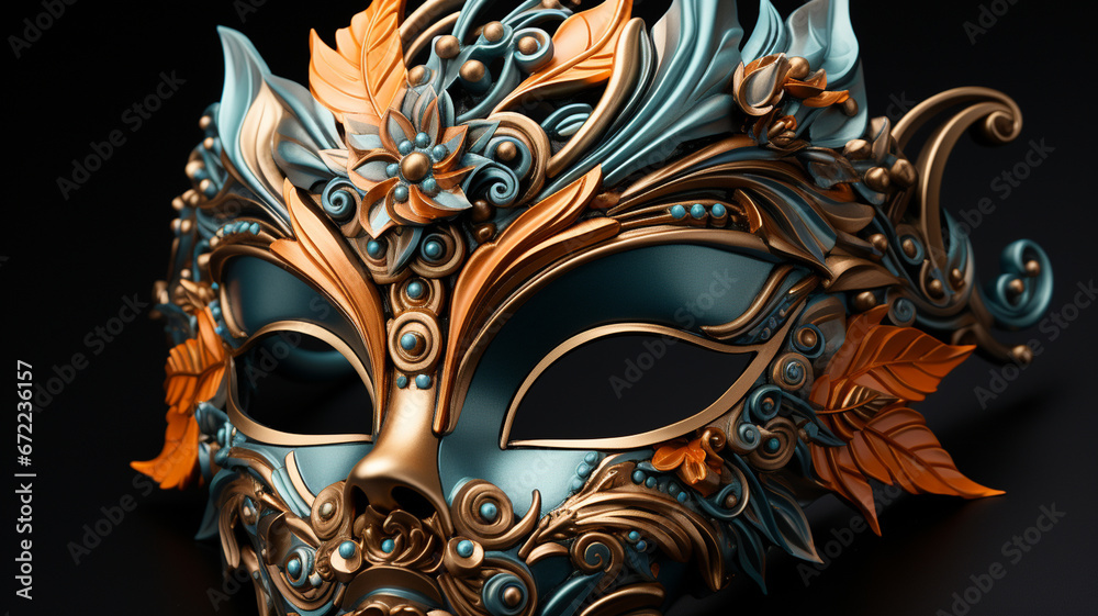 venetian carnival mask close - up on black