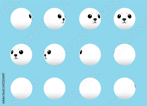 Animal Head Seal Pup Animate Spinning Vector Illustration
