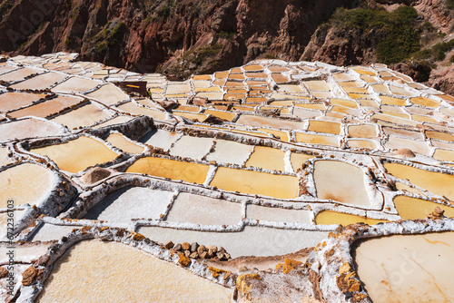 old salt mine terraces in cusco peru 