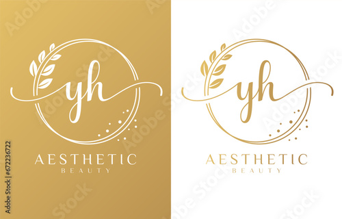 Letter Y Beauty Logo with Flourish Ornament