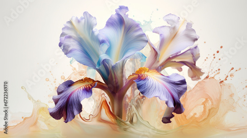  a painting of a flower with water splashing around it.  generative ai