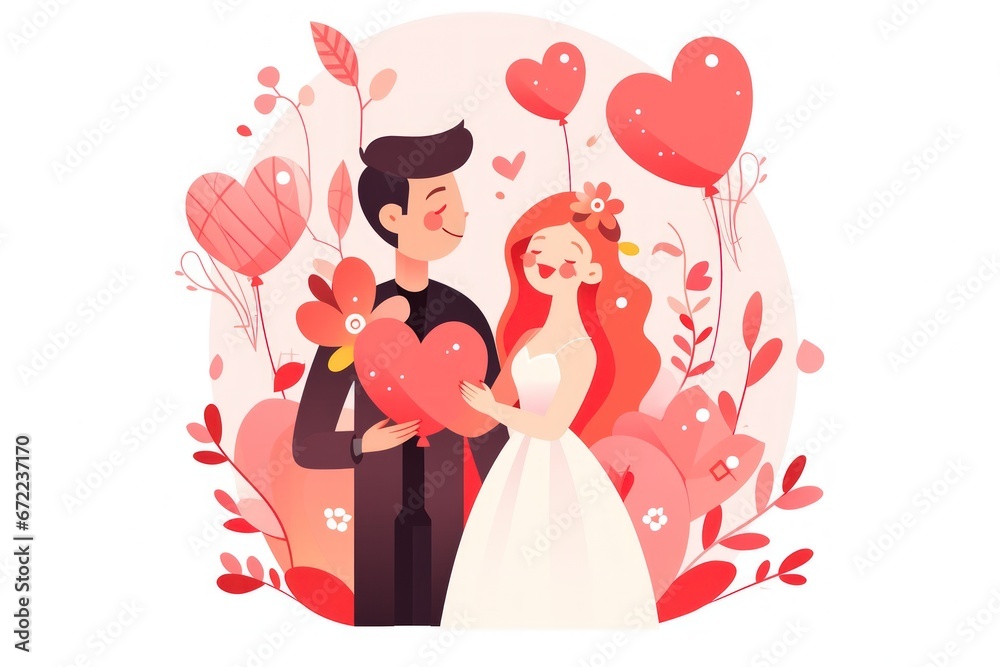 Cute flat design illustration of couple in love. Cute flat design illustration of couple in love.