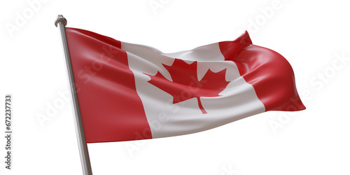 Картината върху платно Canada flag waving isolated on white transparent background, PNG.
