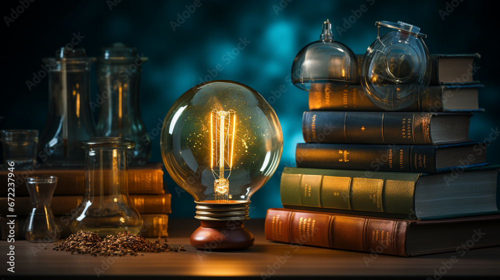 light lamp in the open books.