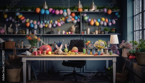 Photo of a Colorful Desk with an Array of Charming Decorations