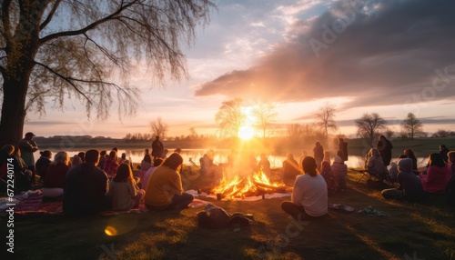 Photo of Group of People Enjoying a Warm and Cozy Bonfire