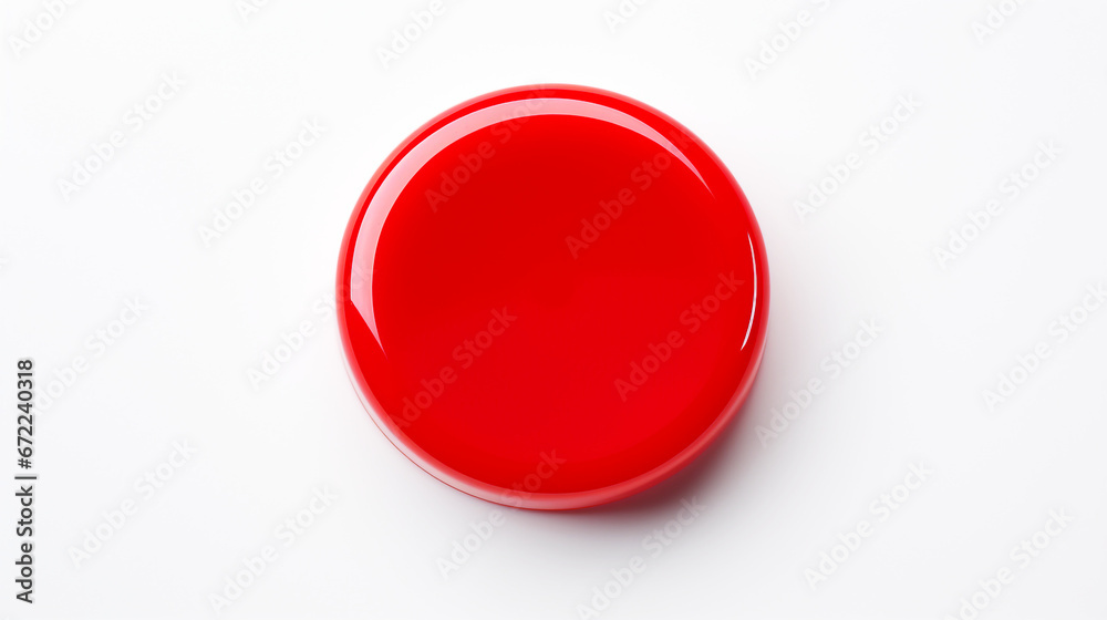 red button on white background - obrazy, fototapety, plakaty 