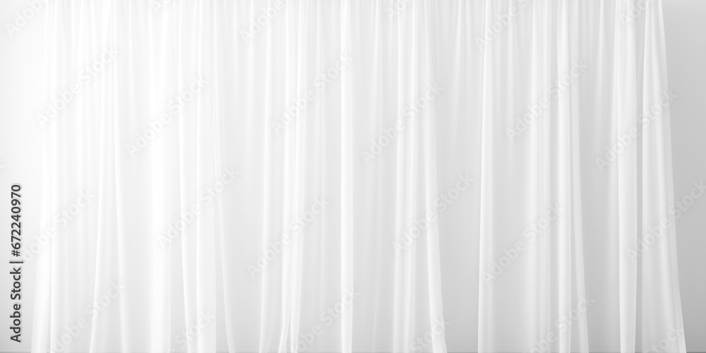 simple transparent white curtain, white background. Generative Ai. simple transparent white curtain, white background. Generative Ai.