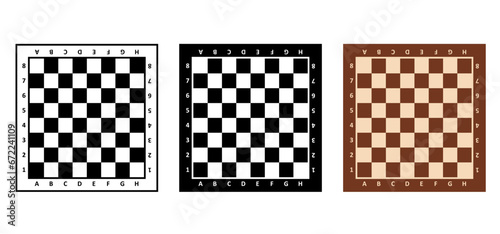 Chess pieces tower horse bishop, king queen Chess Board Setup Vector icon or symbol pieces Flat style the starting positions figures pieces tournament strategy silhouette checker board. Square checker