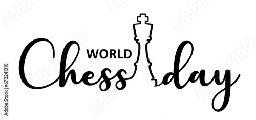 World chess day. Chess pieces tower horse bishop, king queen Chess Board Setup Vector icon or symbol pieces Flat style the starting positions figures pieces. For checker board. Square checker