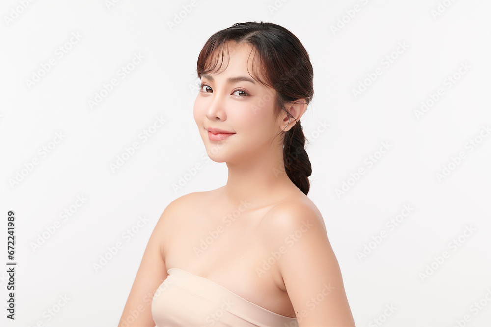 Beautiful young asian woman with clean fresh skin on white background, Face care, Facial treatment, Cosmetology, beauty and spa, Asian women portrait. Beautiful young asian woman with clean fresh skin on white background, Face care, Facial treatment, Cosmetology, beauty and spa, Asian women portrait.