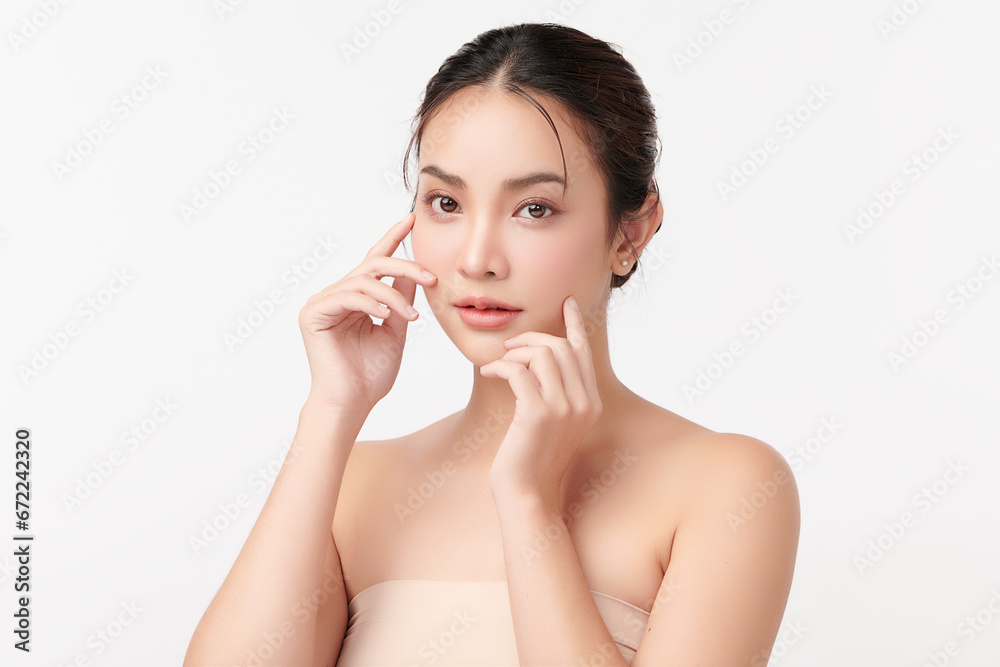 Beautiful young asian woman with clean fresh skin on white background, Face care, Facial treatment, Cosmetology, beauty and spa, Asian women portrait. Beautiful young asian woman with clean fresh skin on white background, Face care, Facial treatment, Cosmetology, beauty and spa, Asian women portrait.