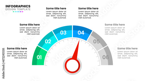 Infographic template. Indicator with 6 steps and numbers