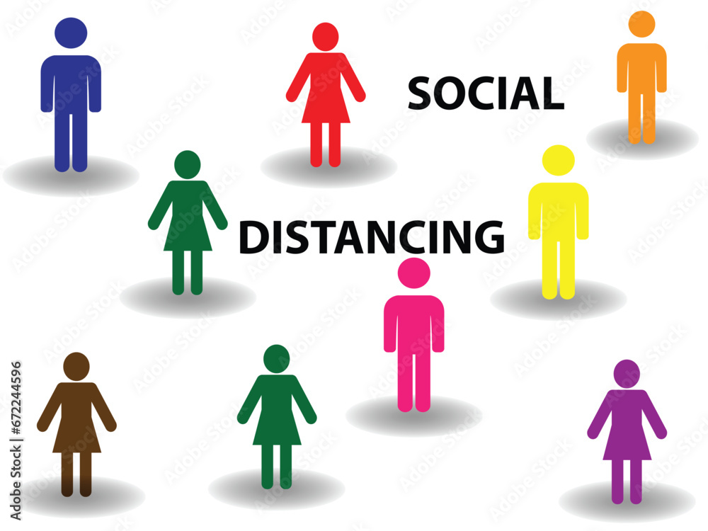 Silhouettes of people and the text social distancing Silhouettes of people and the text social distancing