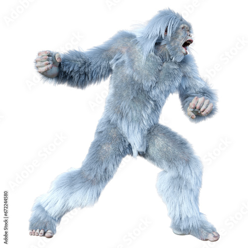 3D Rendering Yeti on White