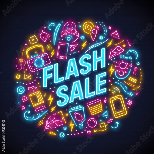 Flash sale web banner illustration