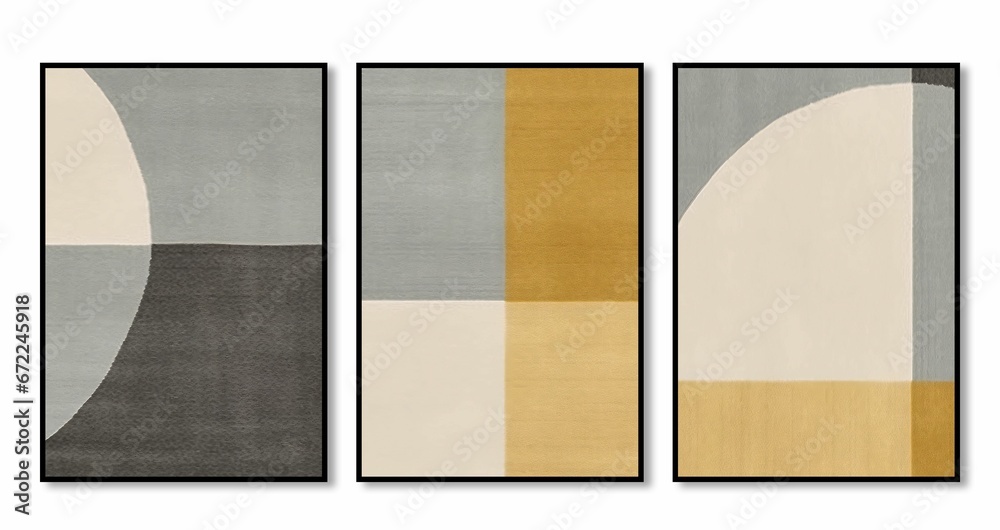 Fototapeta premium AI generated illustration of a variety of three abstract vibrant painting designs