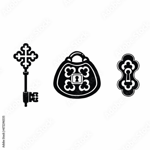 set of key lock and keyhole, vector illustration eps10