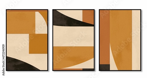AI generated illustration of a variety of three abstract vibrant painting designs