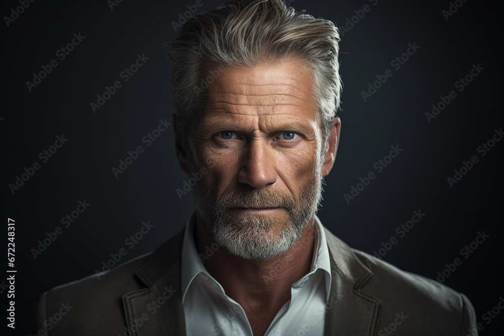 Image of a handsome successful man created with generative ai technology isolated on dark grey background Image of a handsome successful man created with generative ai technology isolated on dark grey background