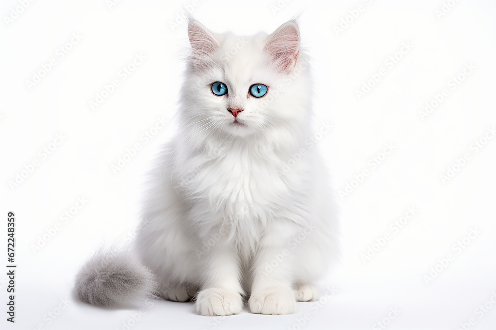White Cat, White Cat Isolated In White, White Cat In White Background, Cat