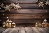 Festive Cheer: Christmas Decoration on Wooden Background