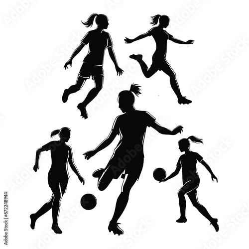 Silhouette set of soccer players