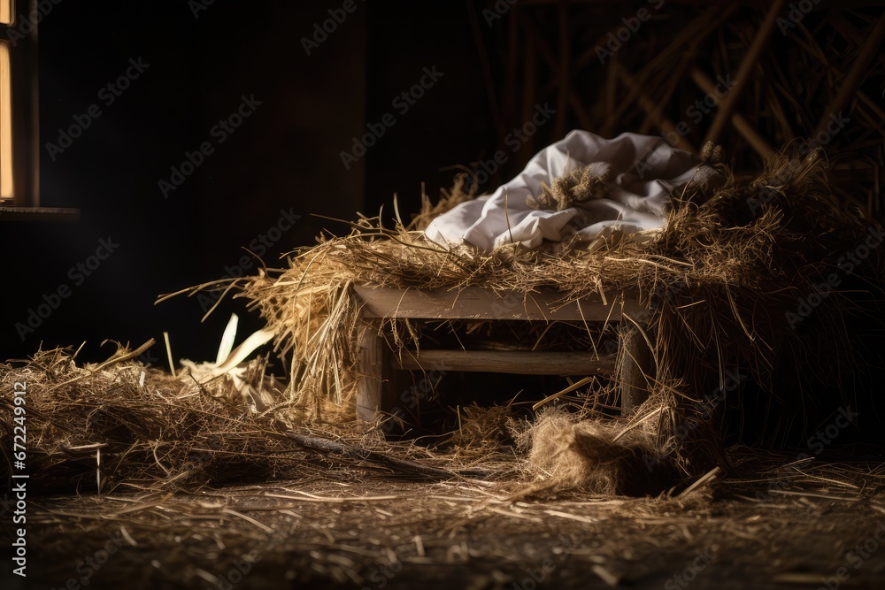 Manger in a Christmas nativity scene. Christmas background. Manger in a Christmas nativity scene. Christmas background.