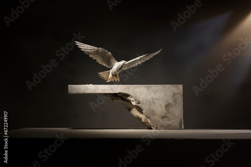 Holy Spirit over a broken piece of cement. Christian concept of faith and hope photo
