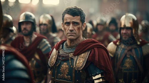 Julius Caesar. Roman soldiers. Photorealist historic scene photo