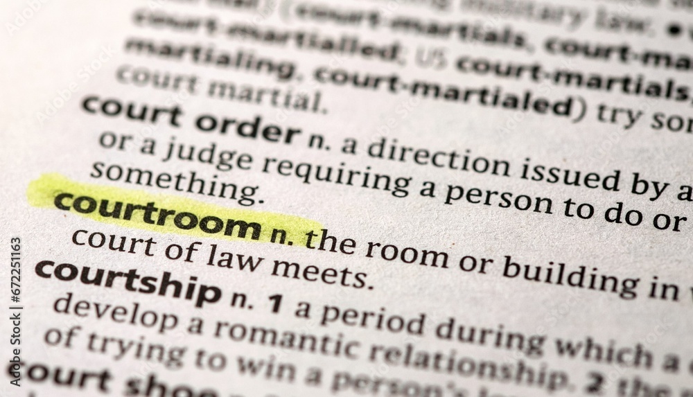 close up photo of the word courtroom