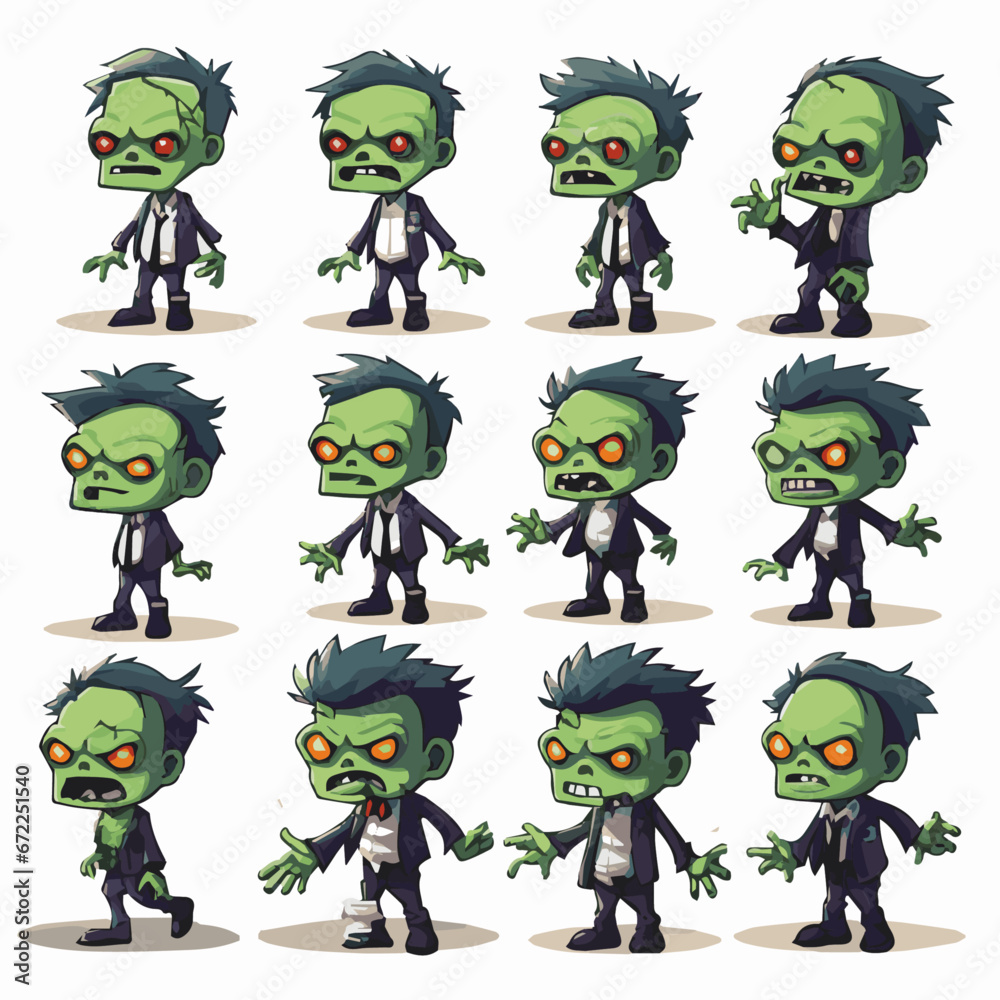 Vector set of cartoon zombies Vector set of cartoon zombies
