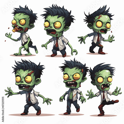 Vector set of cartoon zombies