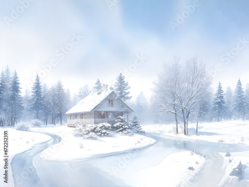 Winter background vector. Hand painted watercolor drawing for Christmas and Happy New Year season. Background design for invitation, cards, social post, ad, cover, sale banner and invitation. © SandyHappy