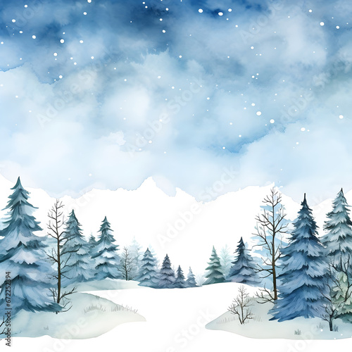 Winter background vector. Hand painted watercolor drawing for Christmas and Happy New Year season. Background design for invitation, cards, social post, ad, cover, sale banner and invitation. © SandyHappy
